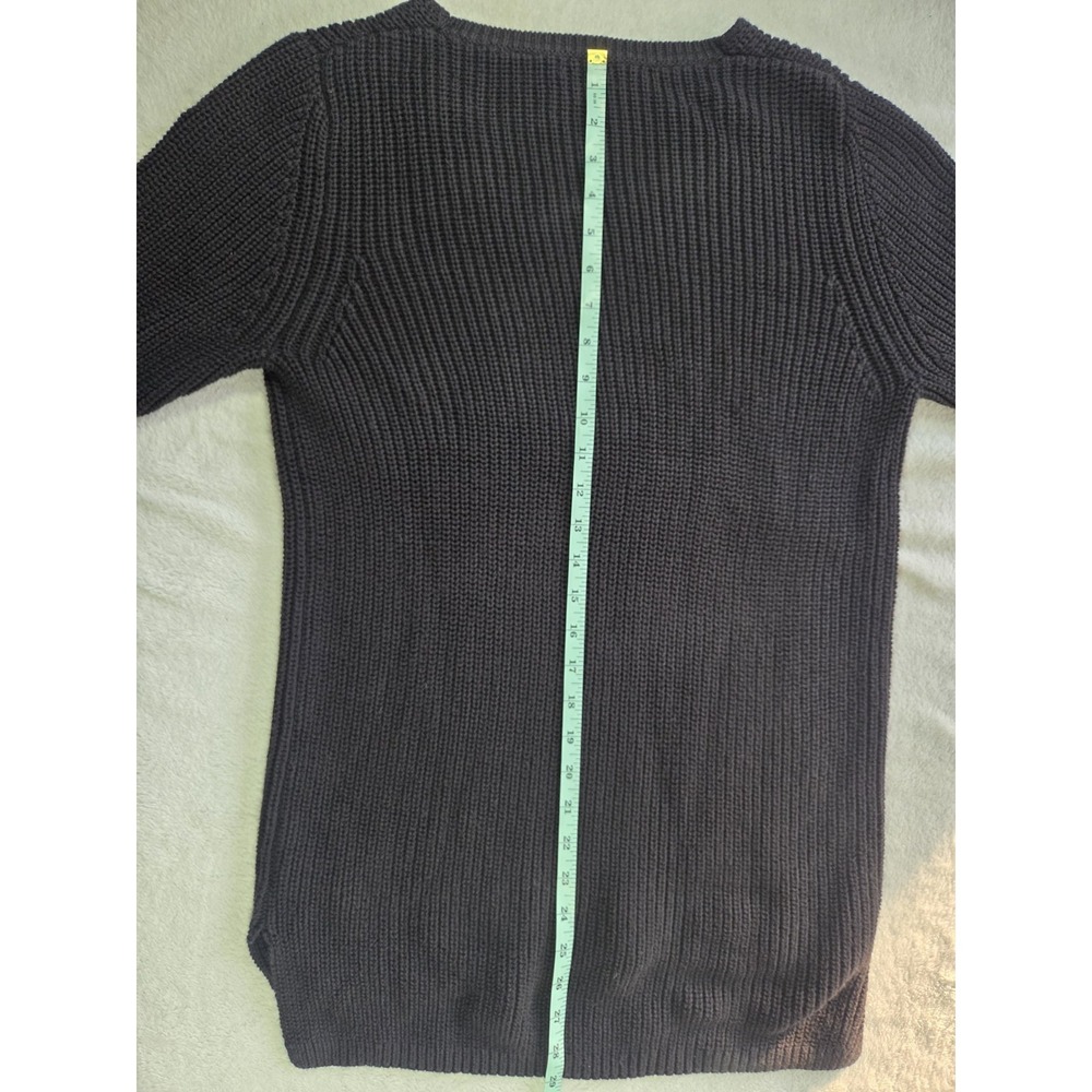 L.L.Bean Womens Medium Cotton Ribbed V Neck Sweater Black Classic Knit - Picture 7 of 7